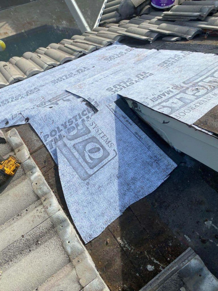 Repair work on a residential roof