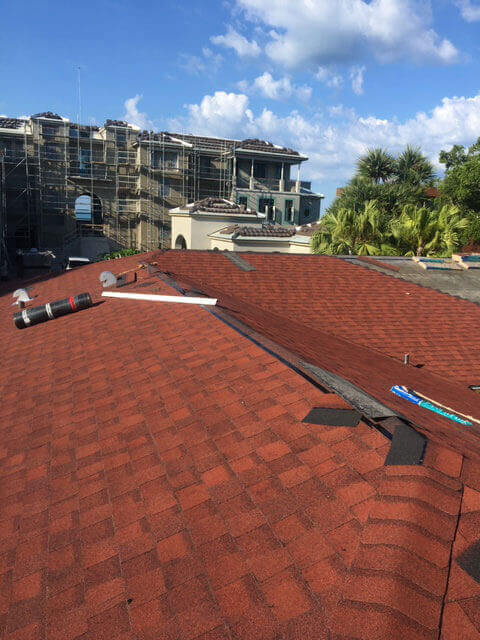 Residential shingle roof on a Florida home